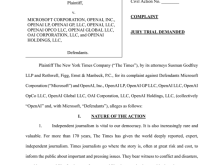 纽约时报以版权为由起诉微软和OpenAI！