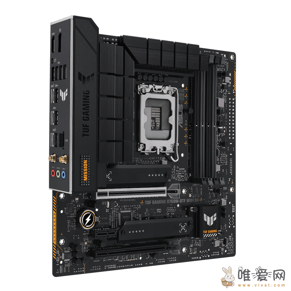 华硕发布TUF GAMING B760M BTF WIFI D4主板：采用接口背插设计！